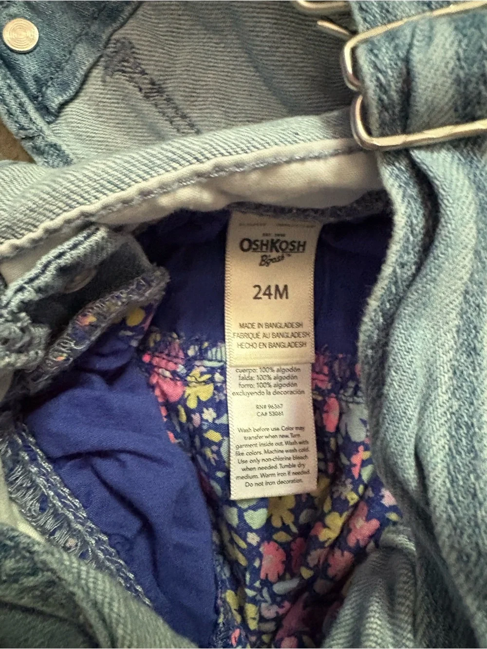 Oshkosh Floral & Denim Overall Jumper Dress